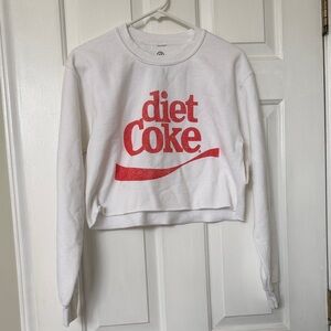 Altar'd State White Crop Sweatshirt with Red 'Diet Coke' Logo